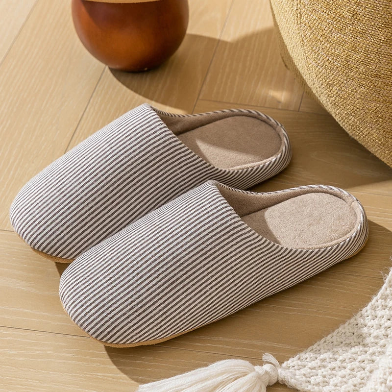 MEELANO Unisex Stribede Hjemmesko Behagelige Med Komfort Kaffe