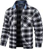 MEELANO Søren - Bomuld Ternet Flannel Skovhugger T-shirt Sort