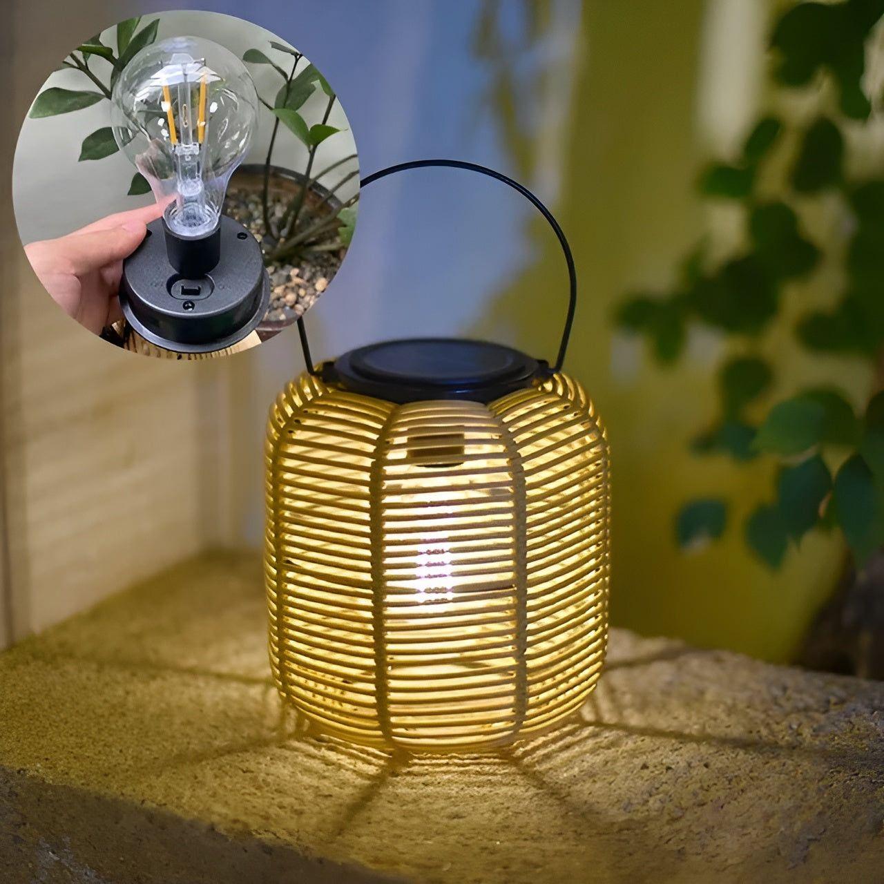 MEELANO Rattan Have Lampe Solenergi Med Automatisk Belysning Udendørs O