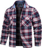 MEELANO Søren - Bomuld Ternet Flannel Skovhugger T-shirt Rød Hvid