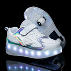 MEELANO LED Rulleskøjte-Sneakers til Børn – Lysende Sko med Hjul & Velcrolukning, 4 Farver, Str. 28–39