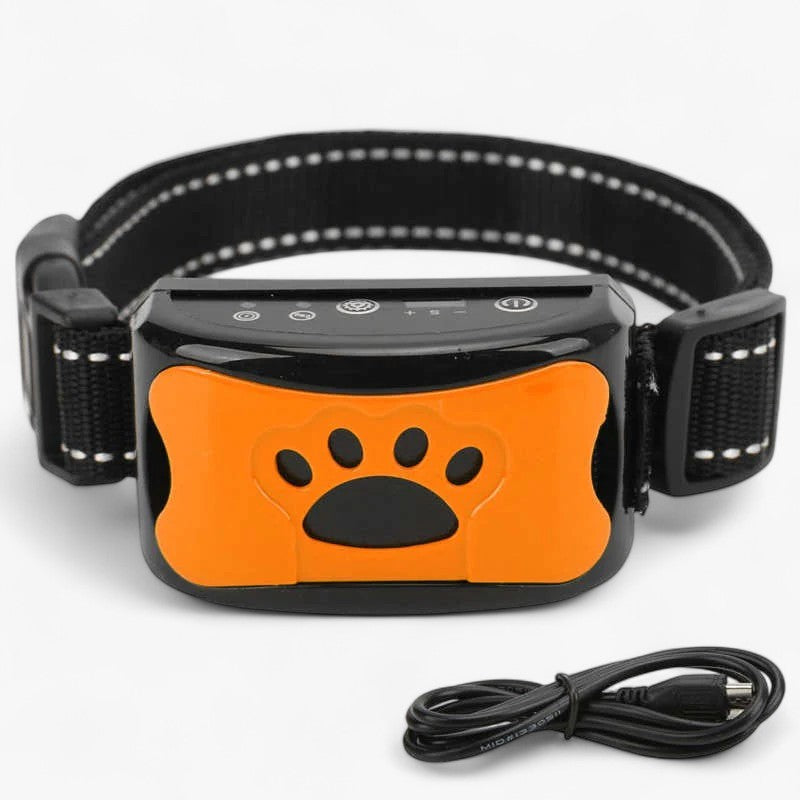 MEELANO GentleDog – Smertefrit Hundehalsbånd mod Gøen med Lyd & Vibration Orange
