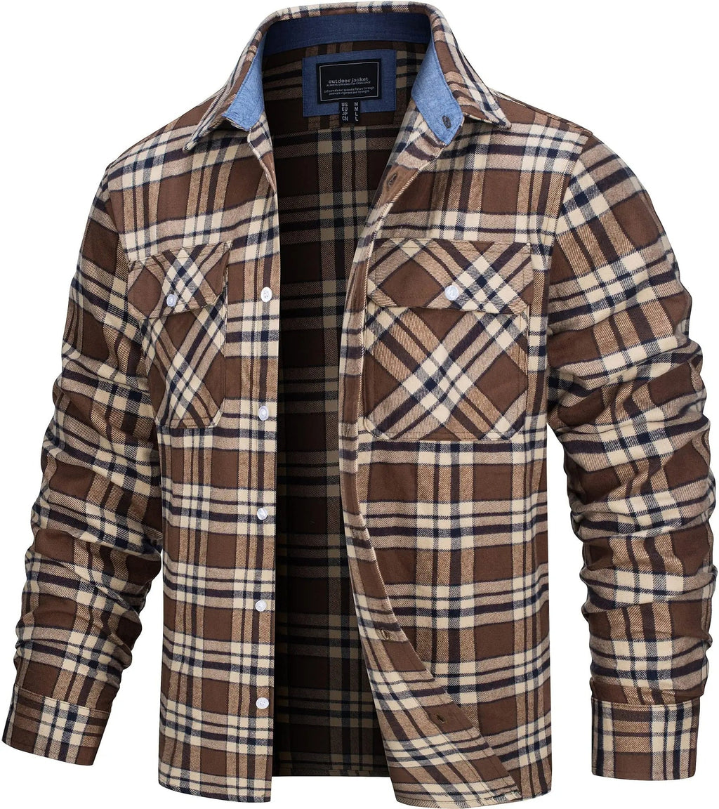 MEELANO Søren - Bomuld Ternet Flannel Skovhugger T-shirt Brun