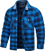 MEELANO Søren - Bomuld Ternet Flannel Skovhugger T-shirt Kongeblå