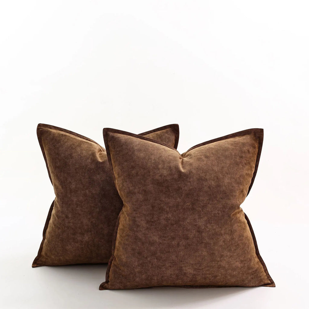 MEELANO Denim Pudecover Kollektion Til Hjemmet Med Moderne Rustik Stil Til Sofa Og Stole Brun 45x45cm