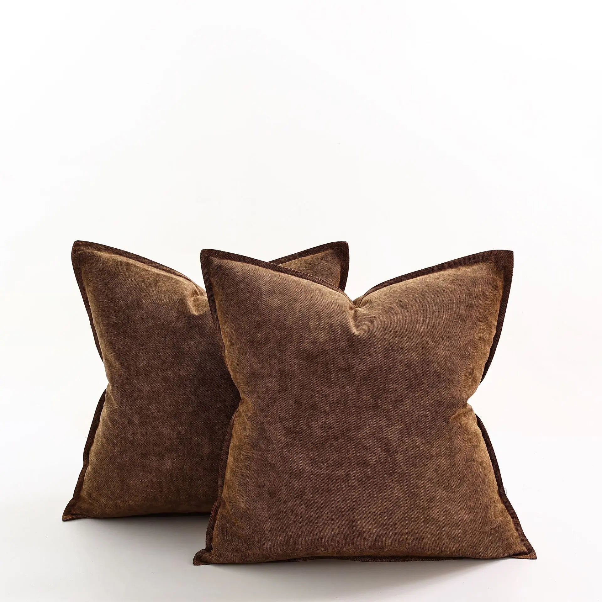 MEELANO Denim Pudecover Kollektion Til Hjemmet Med Moderne Rustik Stil Til Sofa Og Stole Brun 45x45cm