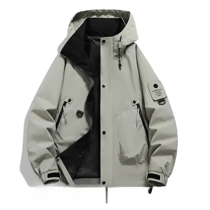 MEELANO Unisex Hoodie Skijakke Med Lange Ærmer Og Hætte Vinter Lys grå