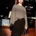 Pamelo | Dame Struktureret Sweater - Langærmet Striktrøje