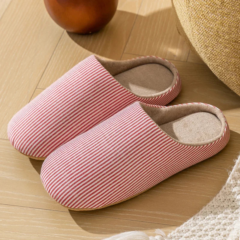 MEELANO Unisex Stribede Hjemmesko Behagelige Med Komfort Rosa