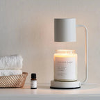 MEELANO Lysevarmer Lampe uden Flamme – Elektrisk Candle Warmer til Duftlys, Smelter Lyset Oppefra, Hvid, Sort eller Metal