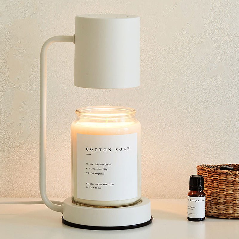 MEELANO Lysevarmer Lampe uden Flamme – Elektrisk Candle Warmer til Duftlys, Smelter Lyset Oppefra, Hvid, Sort eller Metal