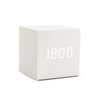 MEELANO Træ Vækkeur Med Tid Temperatur Og Lydkontrol USB Eller AAA Strøm Hvid