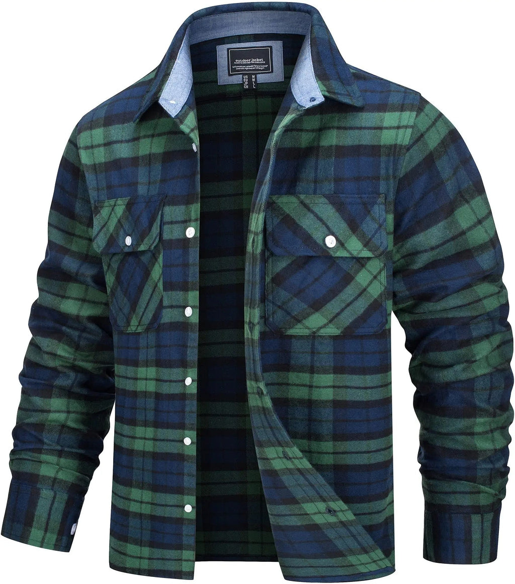 MEELANO Søren - Bomuld Ternet Flannel Skovhugger T-shirt Grøn