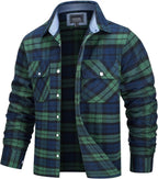 MEELANO Søren - Bomuld Ternet Flannel Skovhugger T-shirt Grøn