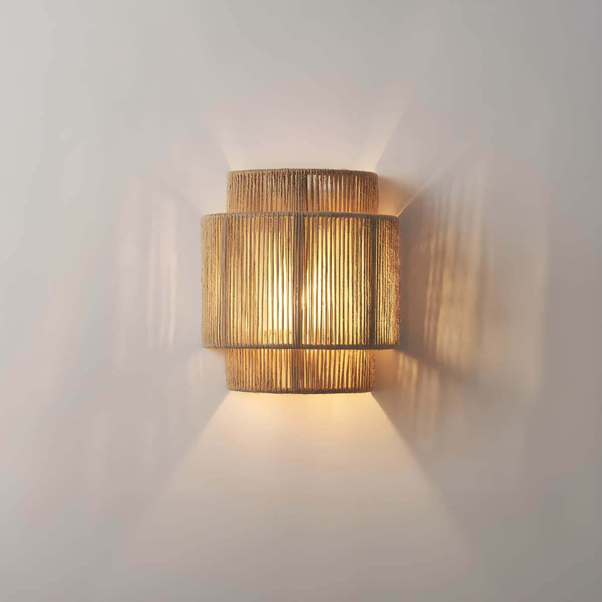MEELANO Sakura væglampe – Naturinspireret væglampe med vævet rebdesign og varmt LED-lys Default