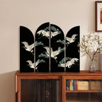 MEELANO Sammenfoldelig skrivebordsornament med rødkronet trane i landlig stil Sort