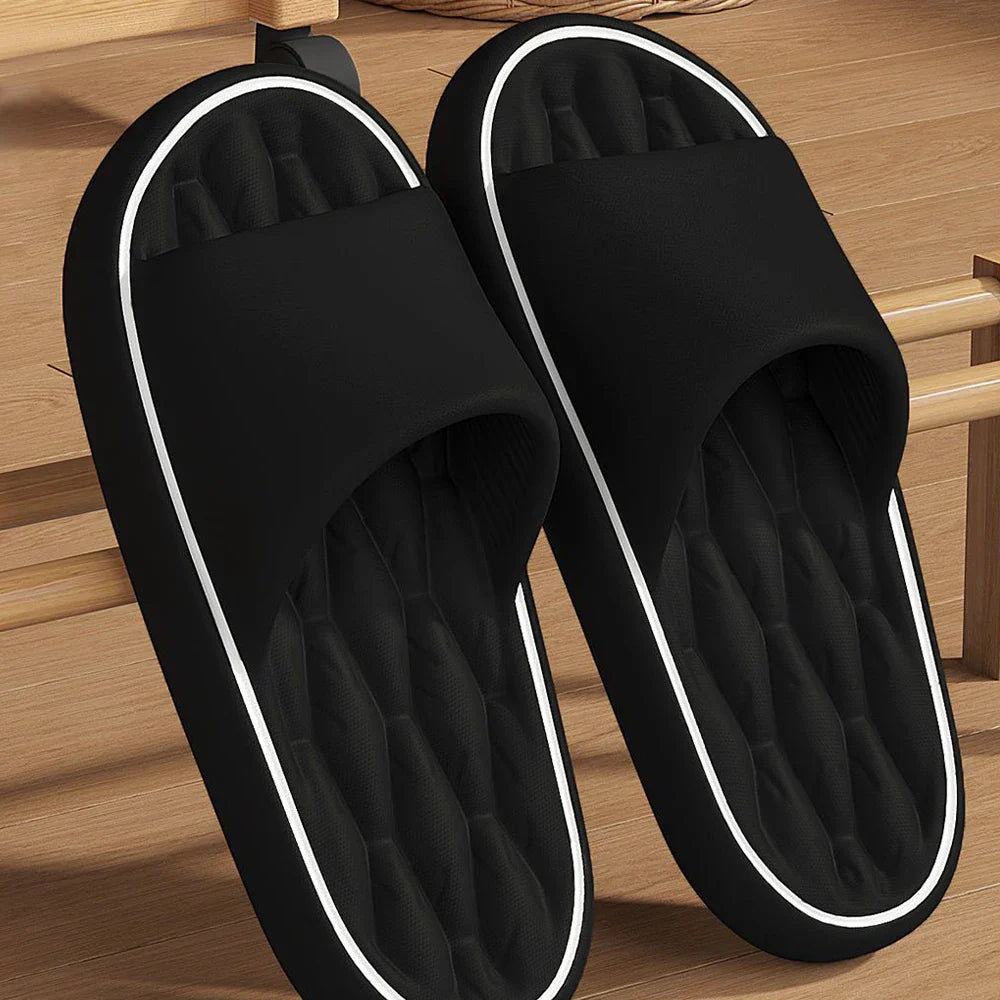 MEELANO Behagelige Unisex Hjemmesko Med Åben Tåparti Til Hjemmet Spa Sort