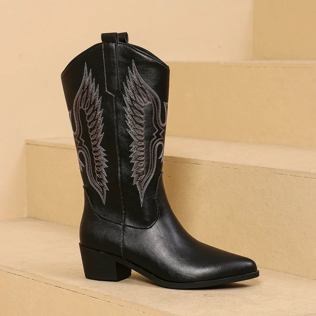 Flōre | Western Damestøvler Spids Tå - Broderede Boots  Eksempel