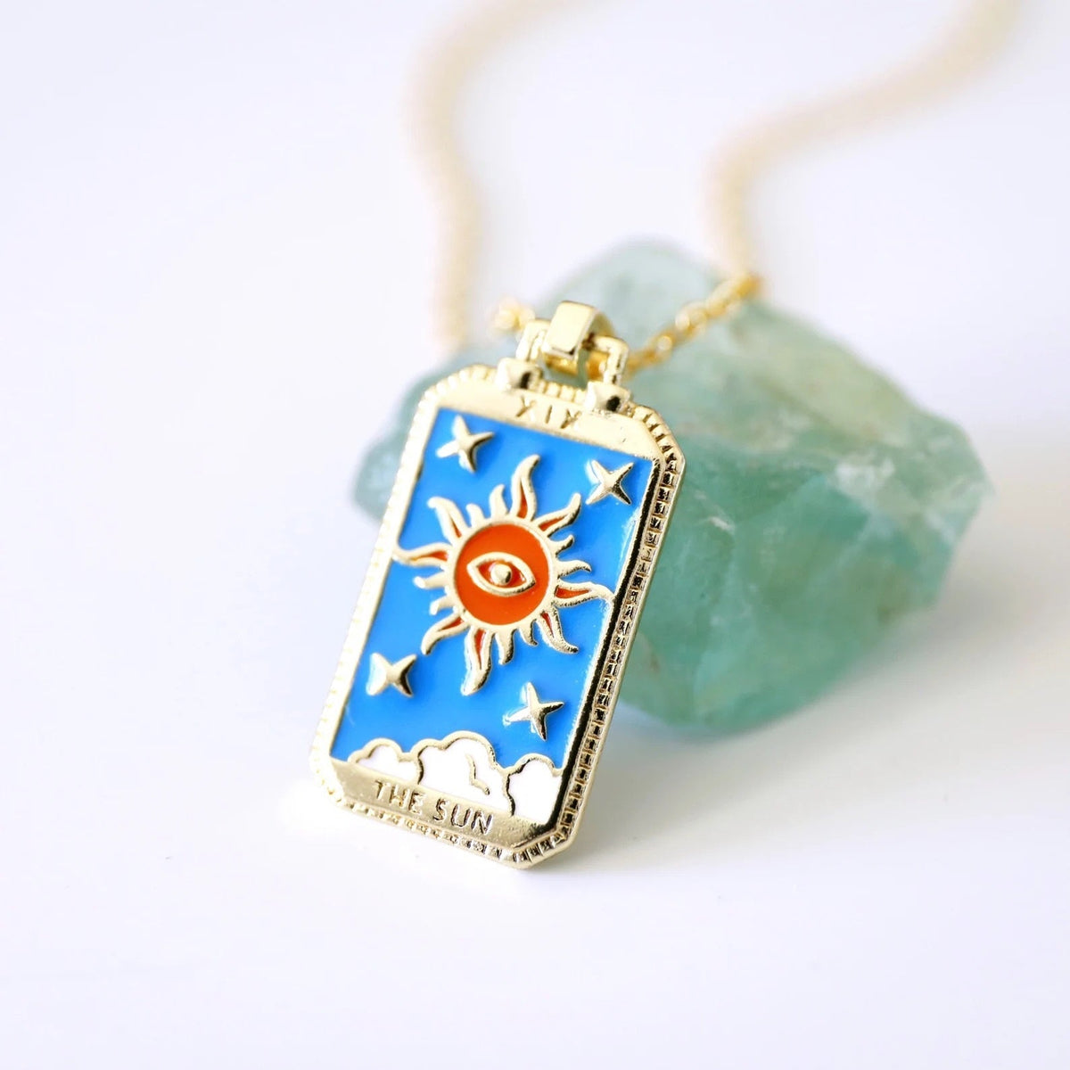 MEELANO Tarotkort-halskæde – Halskæde med Tarot Vedhæng i Rustfrit Stål, Sol, Måne, Stjerne & Verden, Hver med sin Egen Betydning – Amore