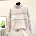 Luna | Dame Rullekrave Sweater - Varm Højhalset Striktrøje Pullover