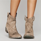 MEELANO Dôre | Dame Elegante Ruskind Westernstøvler - Suede Cowboystøvler med Hæl & Spids Tå