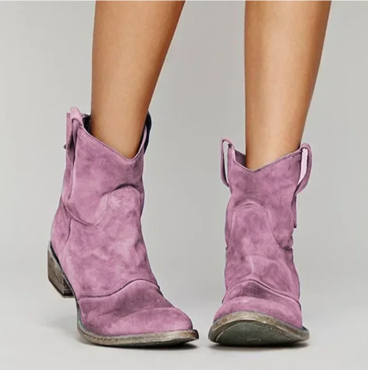 MEELANO Dôre | Dame Elegante Ruskind Westernstøvler - Suede Cowboystøvler med Hæl & Spids Tå Pink