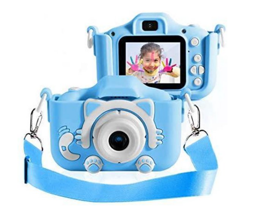 MEELANO ToyCam HD – Digitalkamera til Børn 1080p med Foto & Video, Stødsikkert Cover, inkl. 16GB Kort, Pink eller Blå Blå (inkl. 16GB-hukommelseskort)