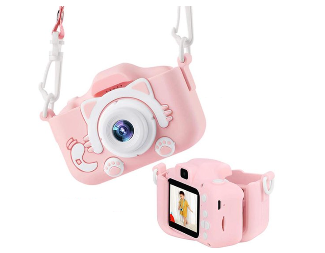 MEELANO ToyCam HD – Digitalkamera til Børn 1080p med Foto & Video, Stødsikkert Cover, inkl. 16GB Kort, Pink eller Blå Pink (inkl. 16GB-hukommelseskort)
