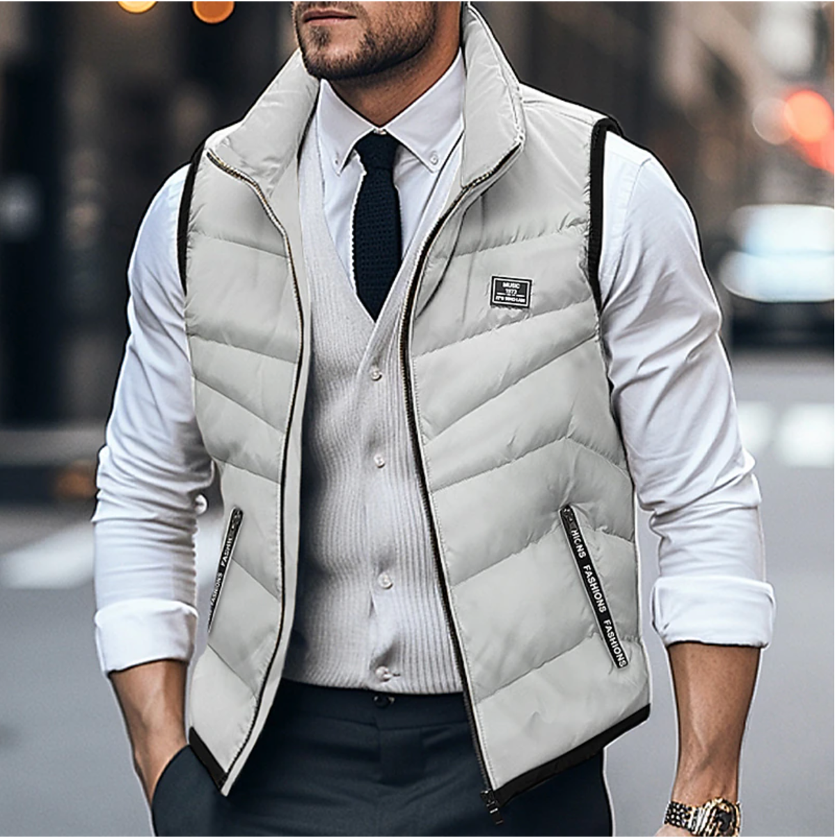 Leon | Herre Quiltet Vatteret Vest - Varm Insoleret Gilet & Termovest med Lynlås