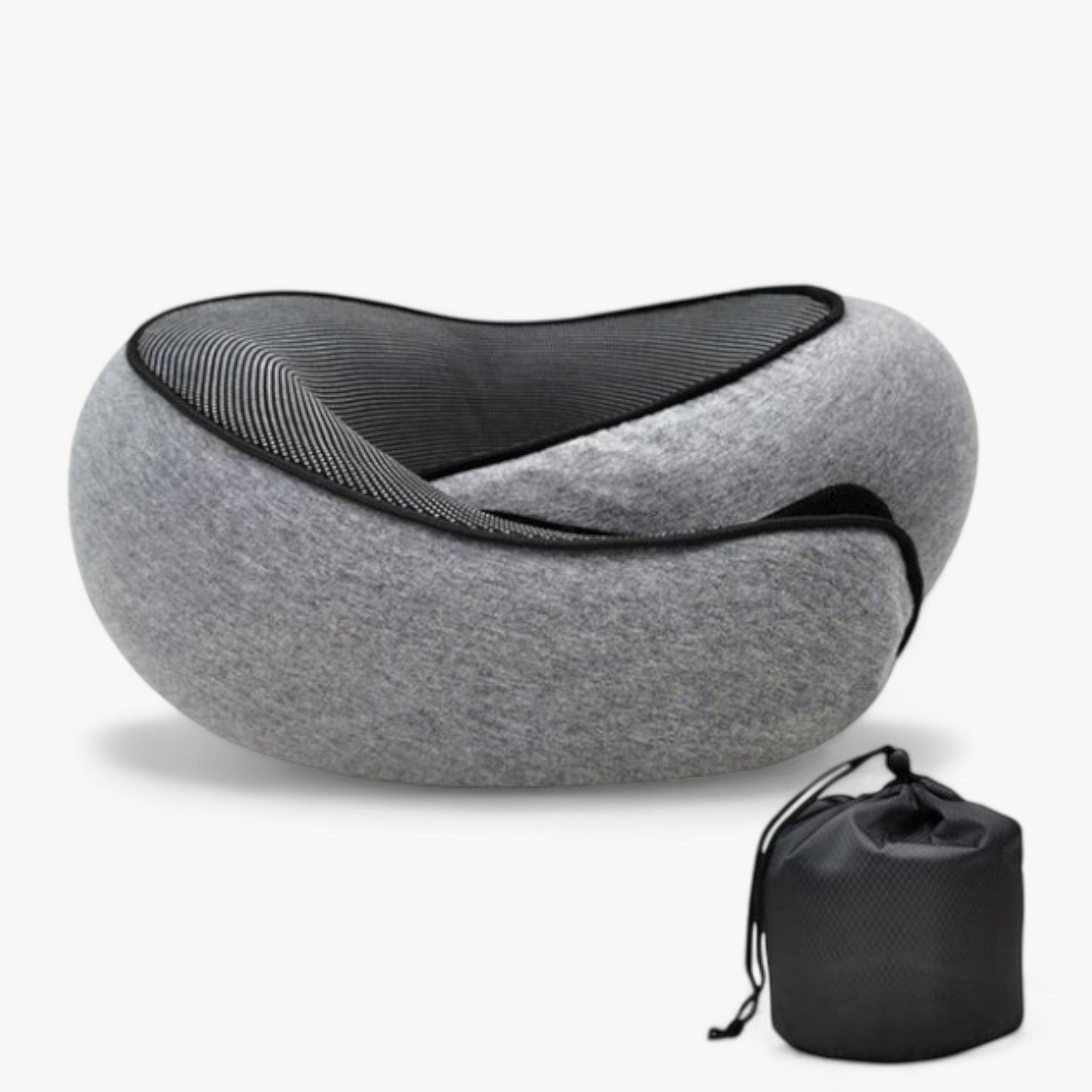 MEELANO TravelPillow – Rejsepude i Memory Foam med Taske Mørk grå