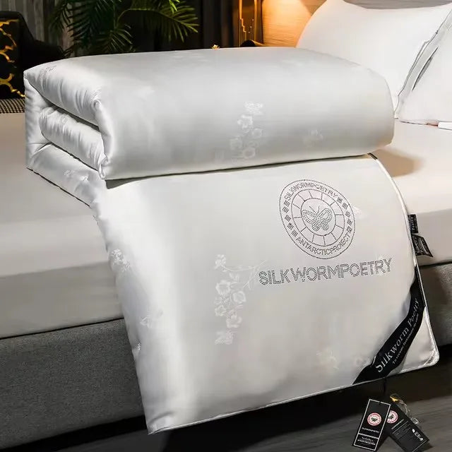 MEELANO Luksus Vinterdyne Med Temperaturregulering Og 100% Moerbei Silke 5 Kg Hvid