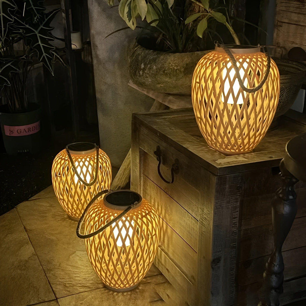 MEELANO Rattan Have Lampe Solenergi Med Automatisk Belysning Udendørs