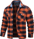 MEELANO Søren - Bomuld Ternet Flannel Skovhugger T-shirt Orange