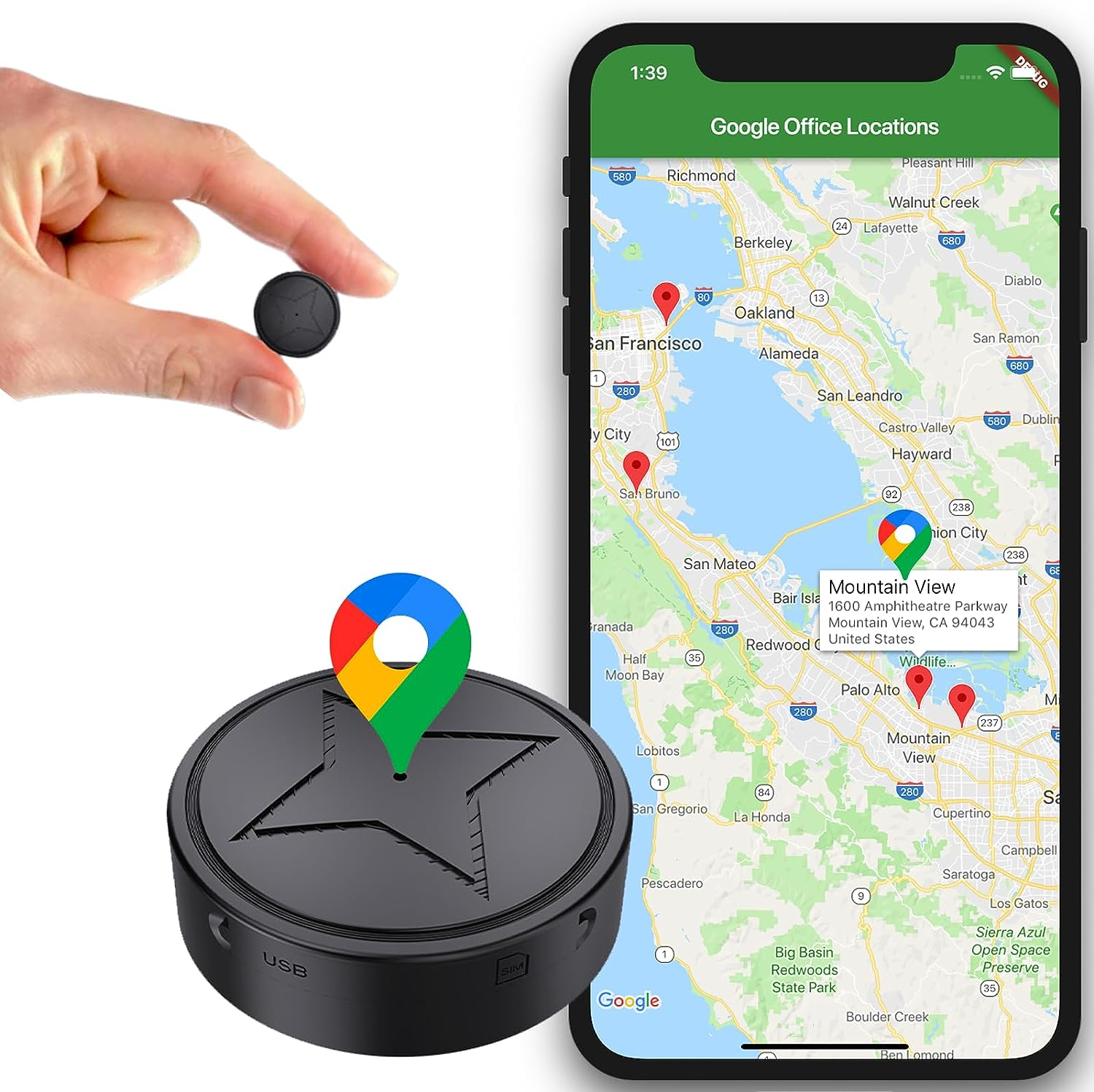 MEELANO Ultramagnetisk GPS Tracker Til Køretøjer Og Aktiver Med Præcis Sporing Default