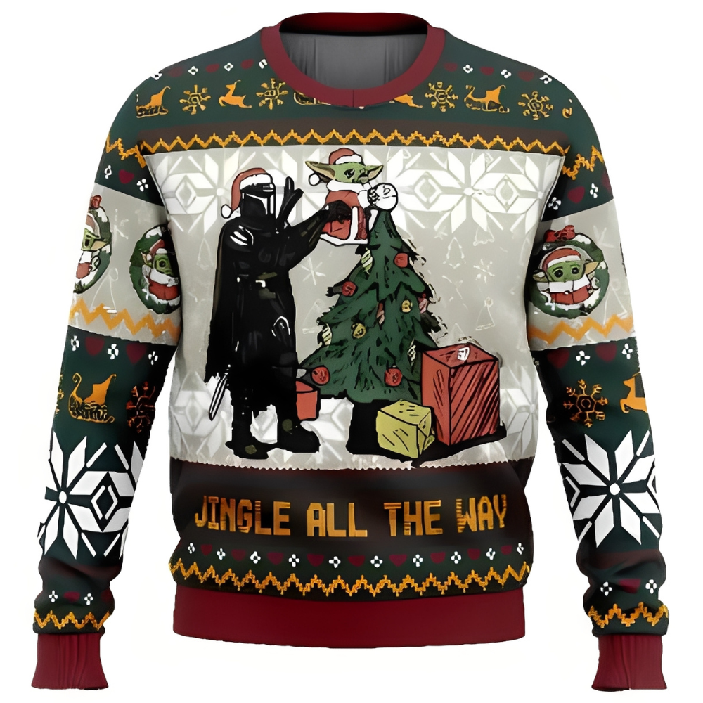MEELANO Luna | Unisex Julesweater med Motiv - Strikket Juletrøje til Dame & Herre Mørkegrøn