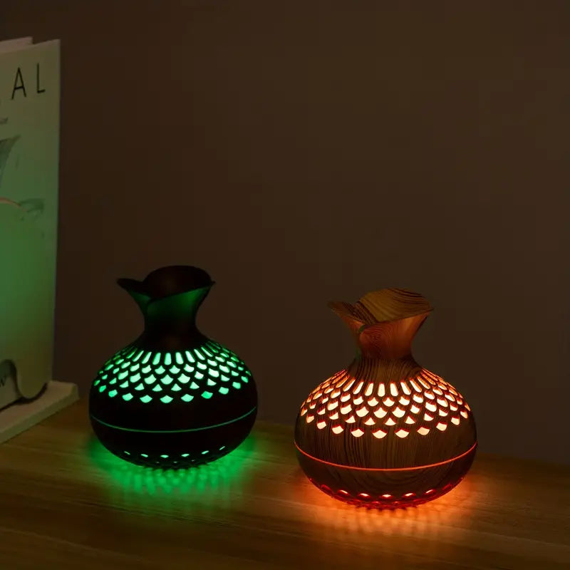 MEELANO SerenityMist Aroma Diffuser – Moderne LED Duftforstøver med 300 ml Tank & Blomsterdesign
