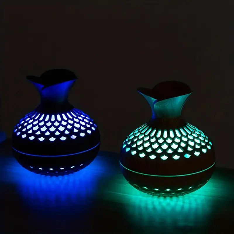 MEELANO SerenityMist Aroma Diffuser – Moderne LED Duftforstøver med 300 ml Tank & Blomsterdesign