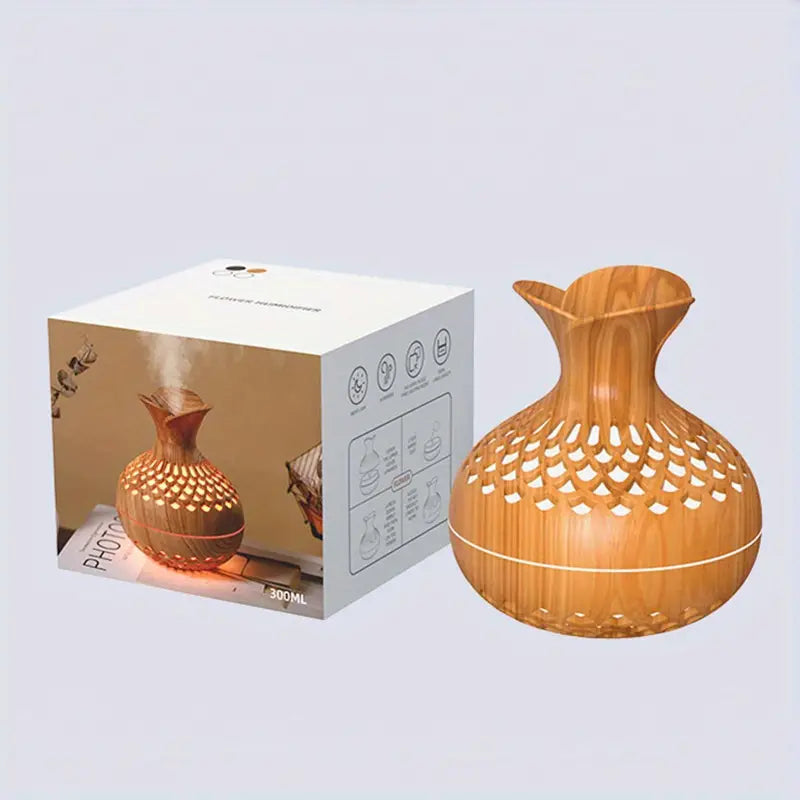 MEELANO SerenityMist Aroma Diffuser – Moderne LED Duftforstøver med 300 ml Tank & Blomsterdesign