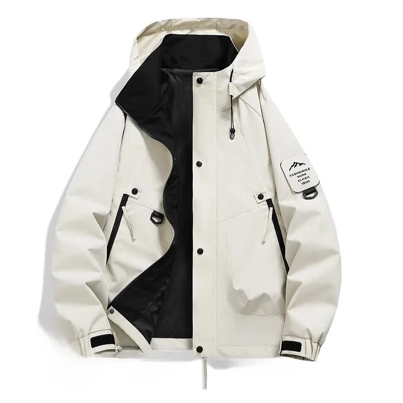 MEELANO Unisex Hoodie Skijakke Med Lange Ærmer Og Hætte Vinter Beige-hvid