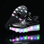 MEELANO LED Rulleskøjte-Sneakers til Børn – Lysende Sko med Hjul & Velcrolukning, 4 Farver, Str. 28–39