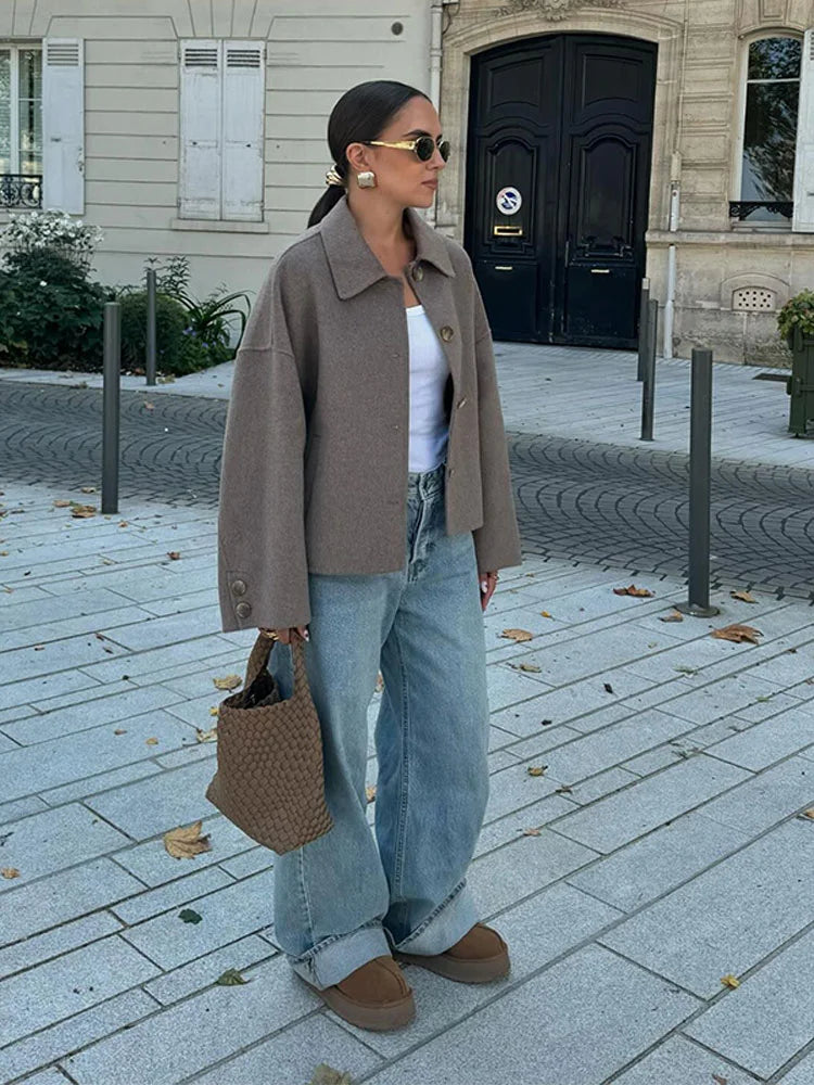 MEELANO Marianne | Dame Oversized Cropped Jakke - Kort & Rummelig Overgangsjakke