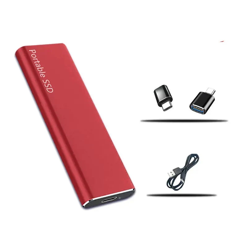 MEELANO Ekstern SSD 4TB med USB-C – Bærbar SSD med Aluminiumshus, Hurtig USB 3.1 Lagring, 4 Farver Rød