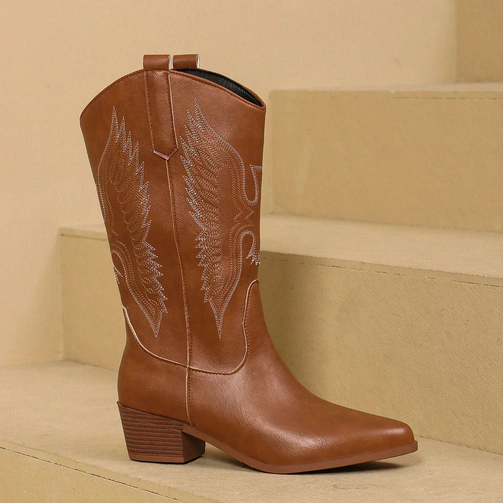 Flōre | Western Damestøvler Spids Tå - Broderede Boots  Eksempel