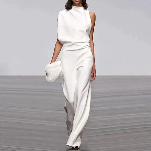 MEELANO Vena | Ubesværet sommerlig glamourøs jumpsuit hvid