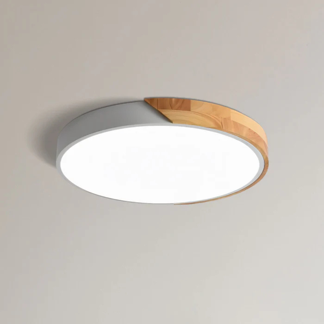 MEELANO Skandinavisk LED-loftlampe af træ til stue, soveværelse og entre Hvid