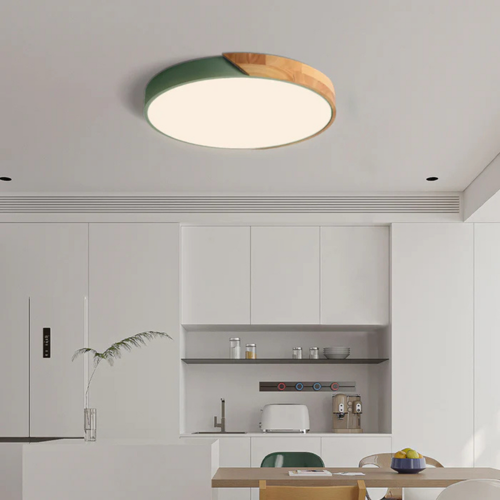 MEELANO Skandinavisk LED-loftlampe af træ til stue, soveværelse og entre