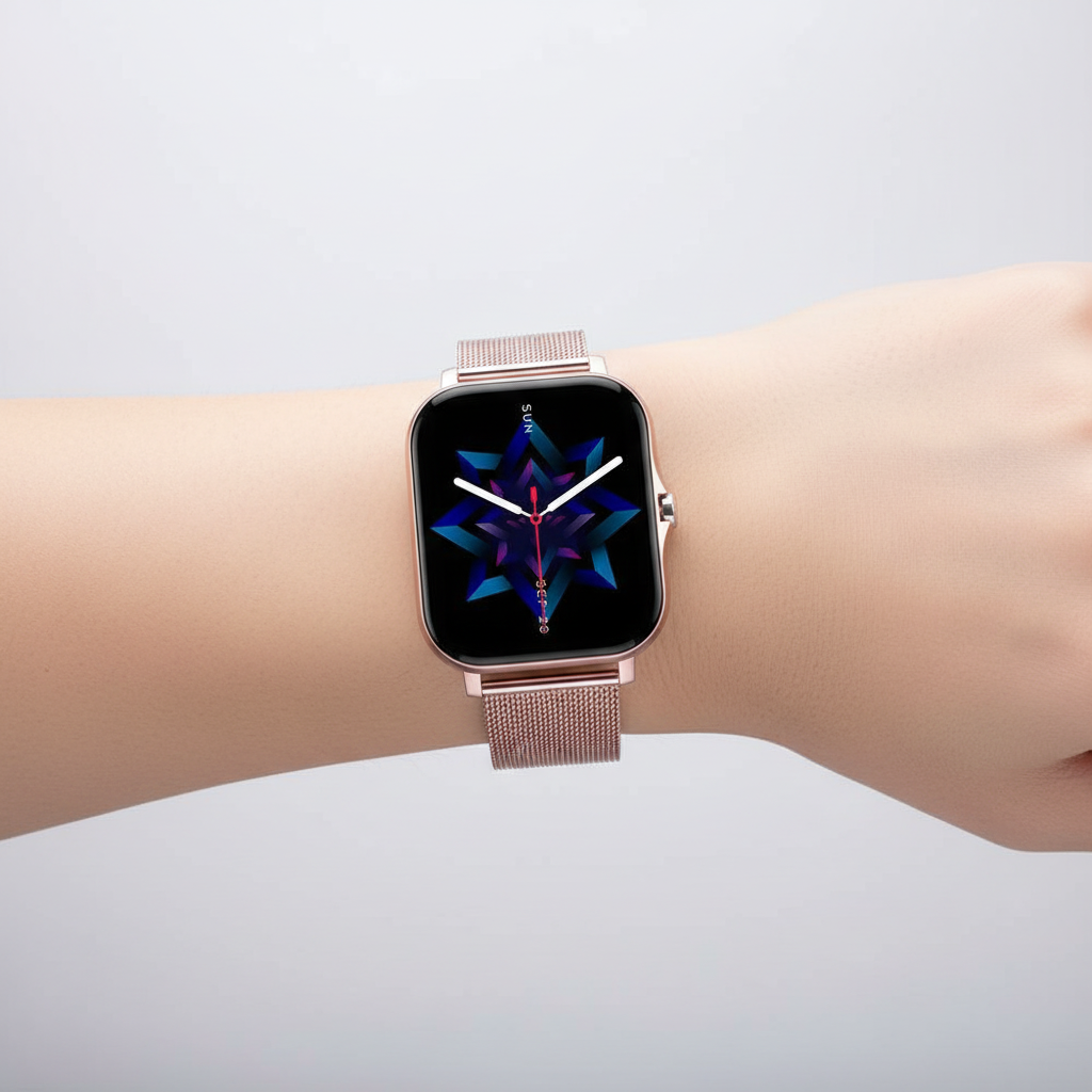 MEELANO Smartwatch med Fitnesstracker – Elegant Smartwatch med Touchskærm & Notifikationer, 4 Farver – StyleTrack Pink