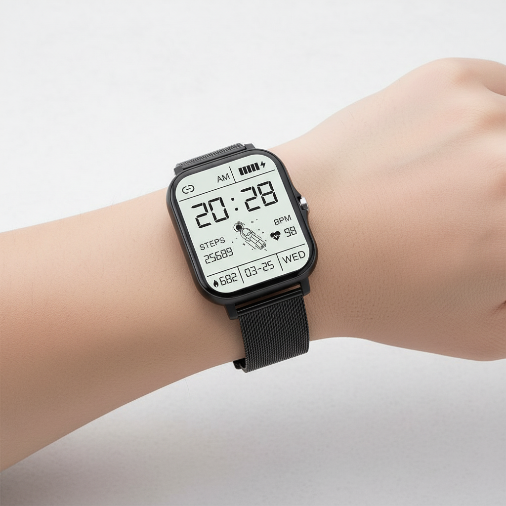 MEELANO Smartwatch med Fitnesstracker – Elegant Smartwatch med Touchskærm & Notifikationer, 4 Farver – StyleTrack Sort