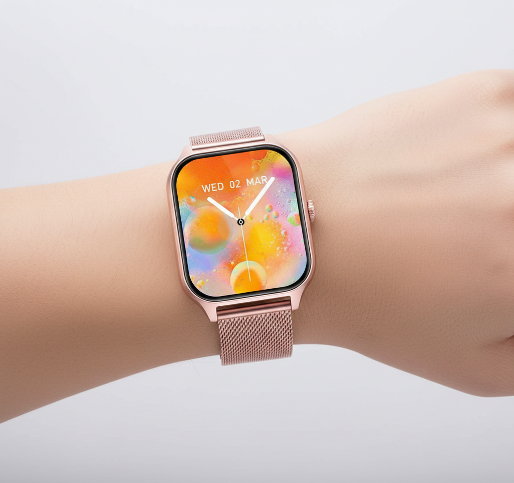 MEELANO Smartwatch med Fitnesstracker – Elegant Smartwatch med Touchskærm & Notifikationer, 4 Farver – StyleTrack