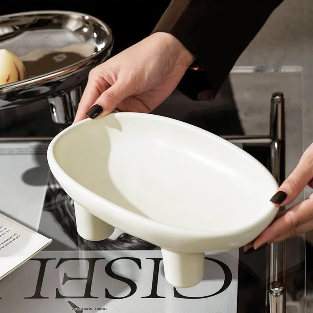 MEELANO Sofia Salatskål Keramik 30 cm Hvid Hvid